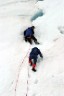 Bruno and Dominik are climbing up to the ice cave