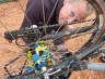 Br� Gearloose is fixing our wrecked hub very creatively